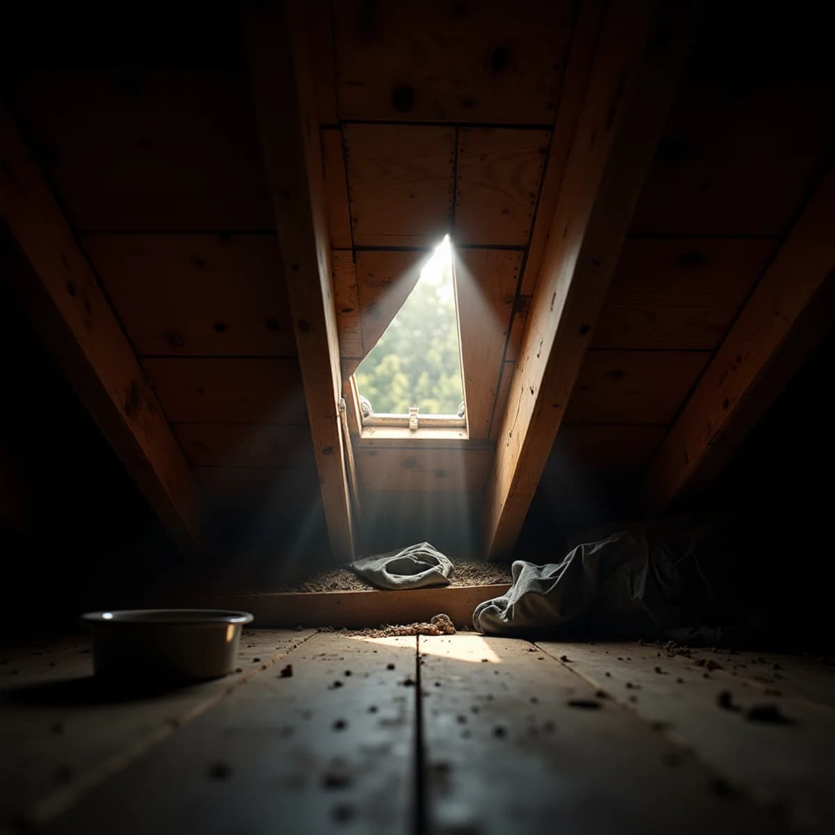 Daylight visible in the attic: Emergency Roof Repair warning sign on a New Jersey home