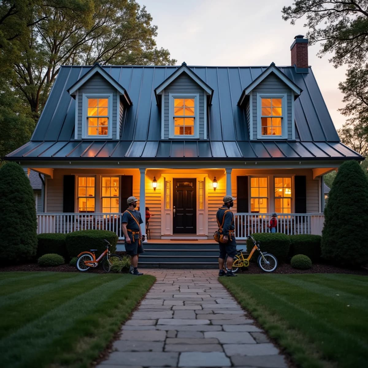 You plan to stay 15+ years: Metal Roofing warning sign on a New Jersey home