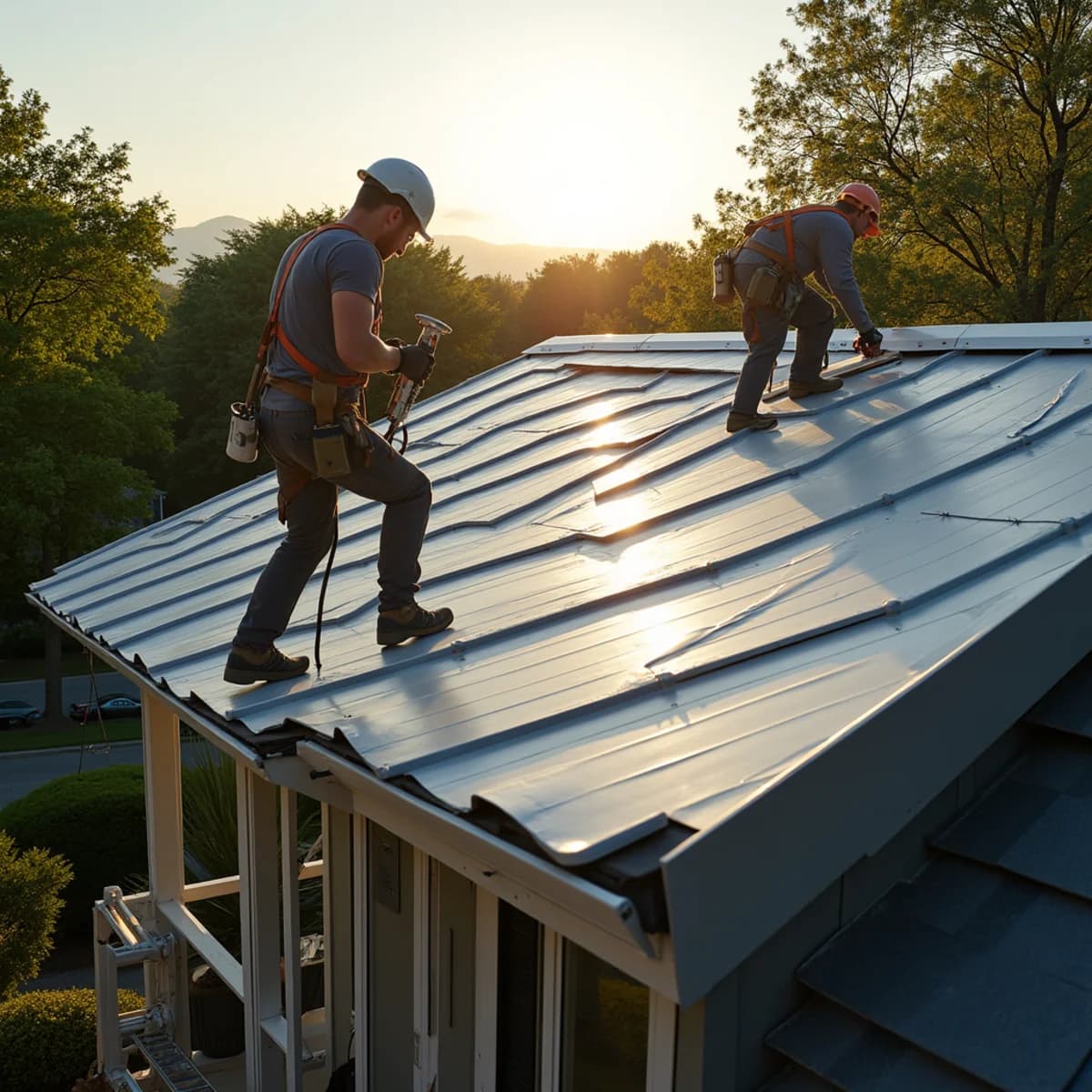 Energy bills matter to you: Metal Roofing warning sign on a New Jersey home