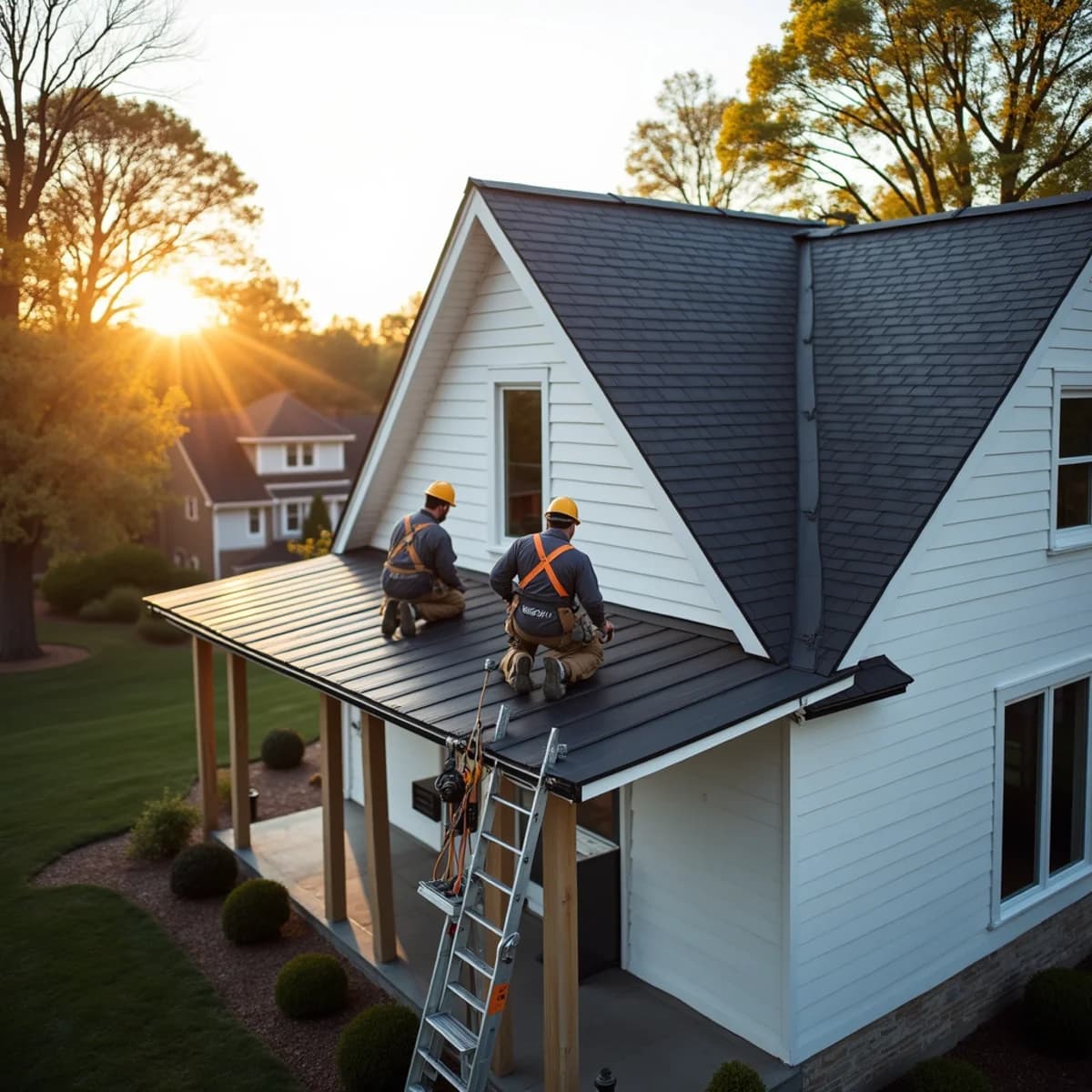 You want the roof to be an architectural feature: Metal Roofing warning sign on a New Jersey home