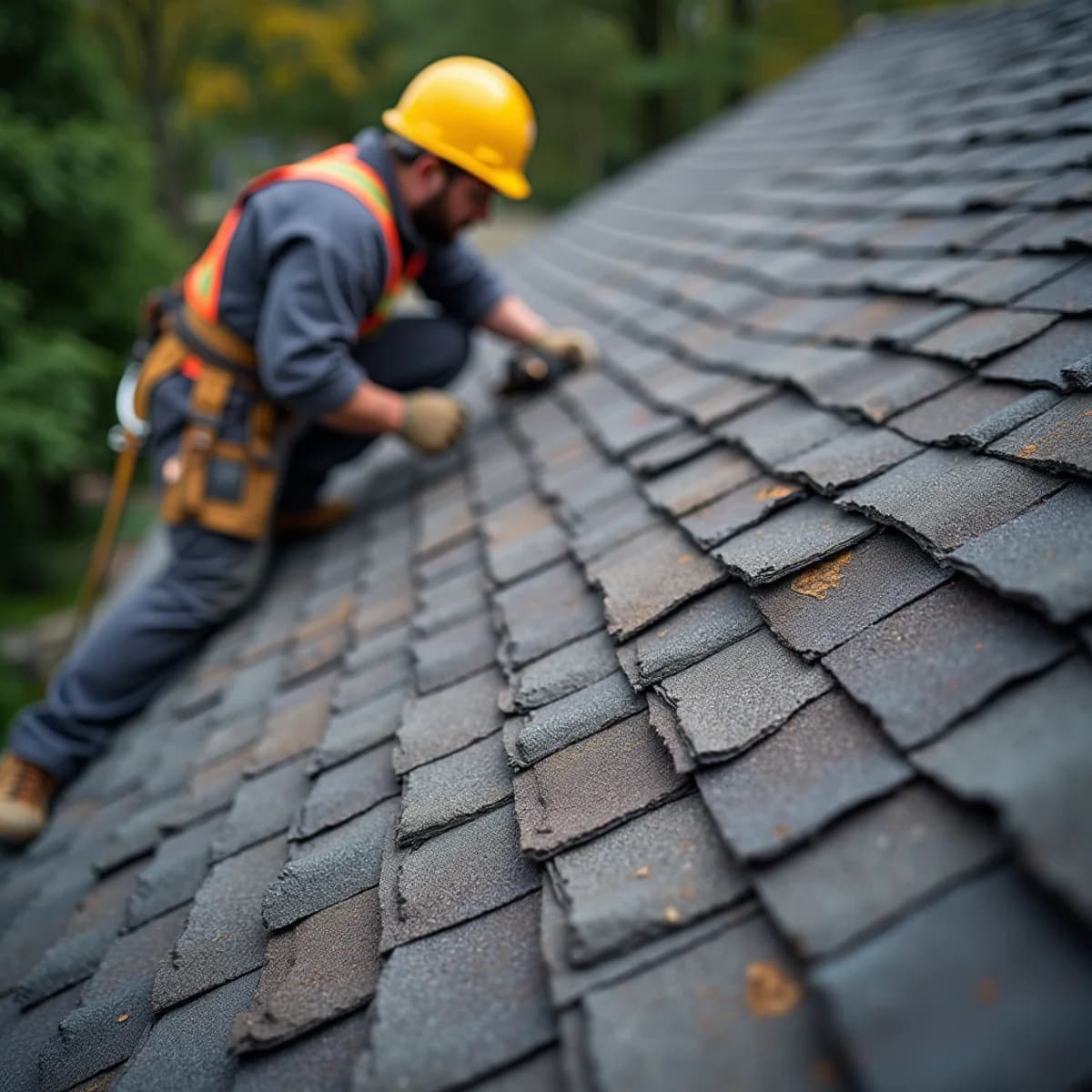 Widespread curling or cupping shingles: Roof Replacement warning sign on a New Jersey home