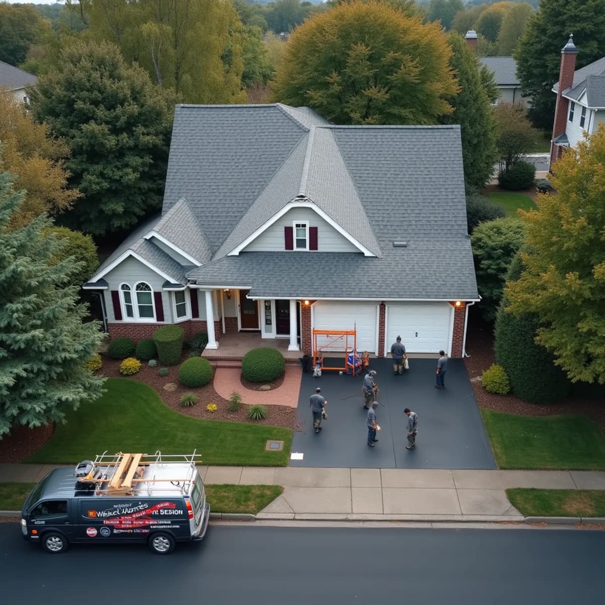 Sagging roof planes: Roof Replacement warning sign on a New Jersey home