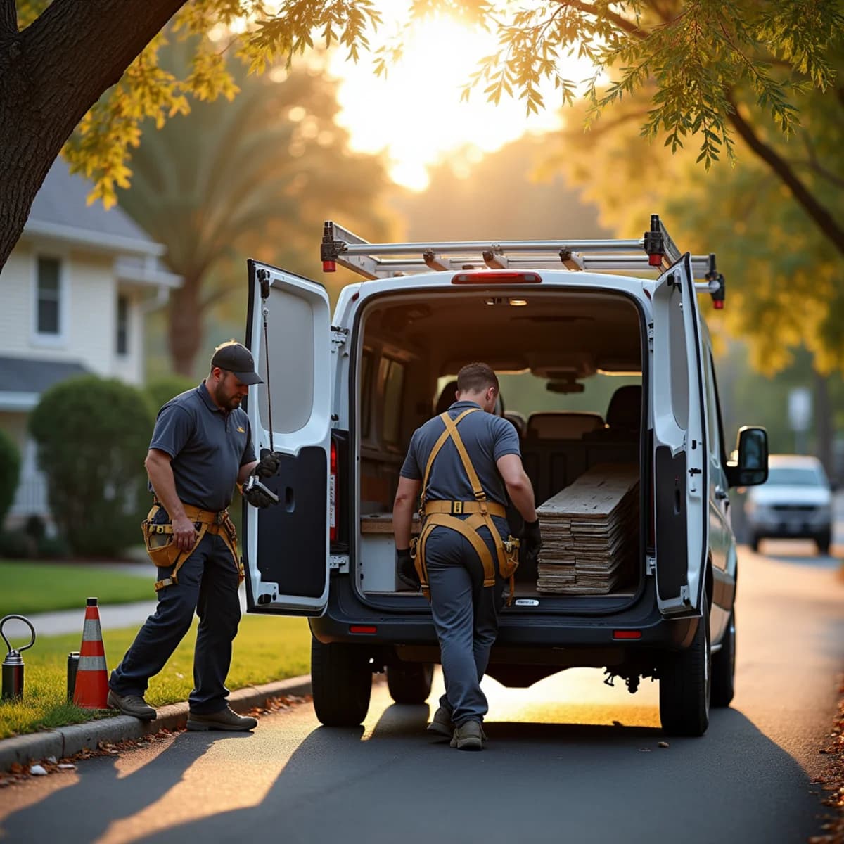 Roofing Renew team loading equipment for a roofing job in Bergen County NJ