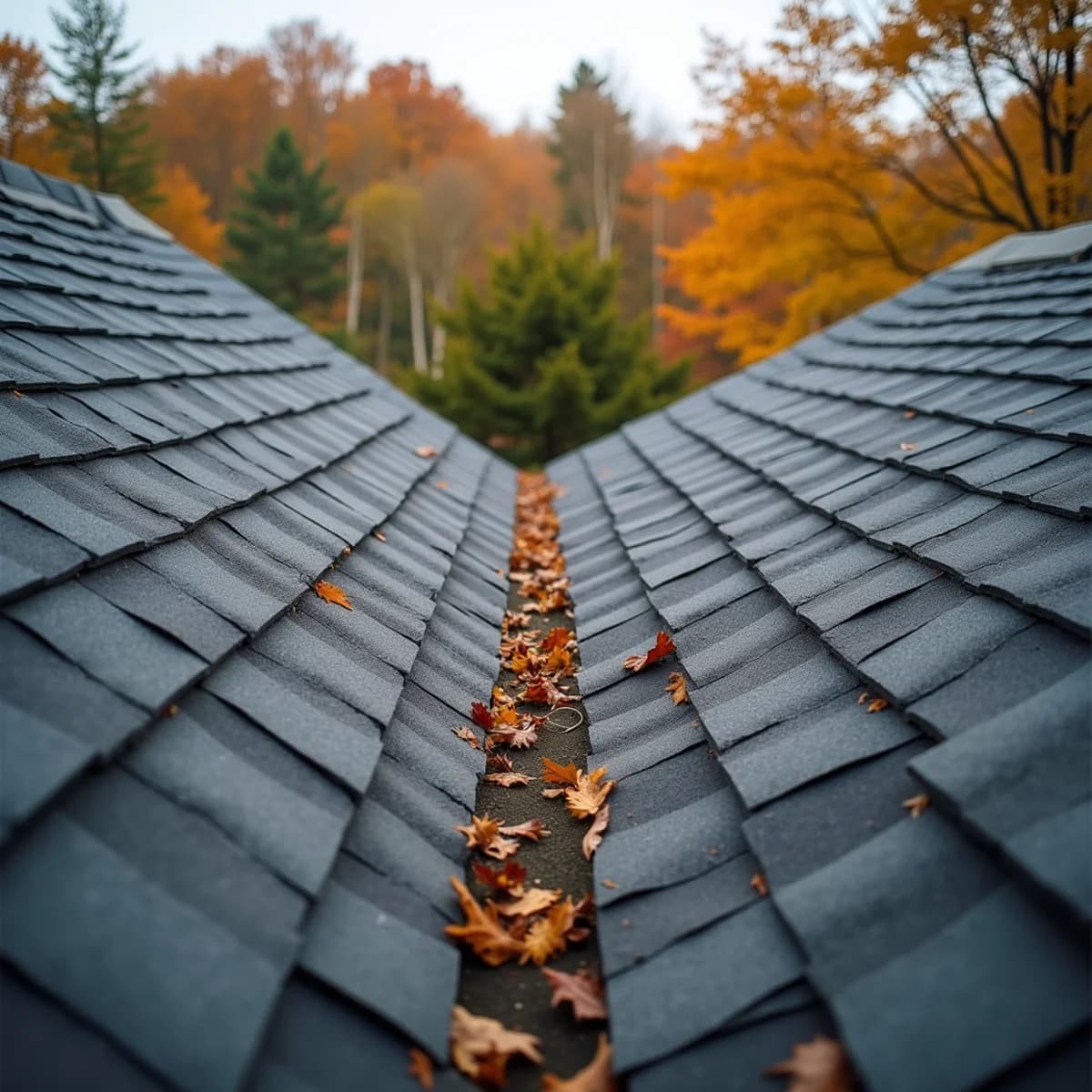 Aging asphalt shingle roof next to a newer roof on similar New Jersey homes, showing weathering difference