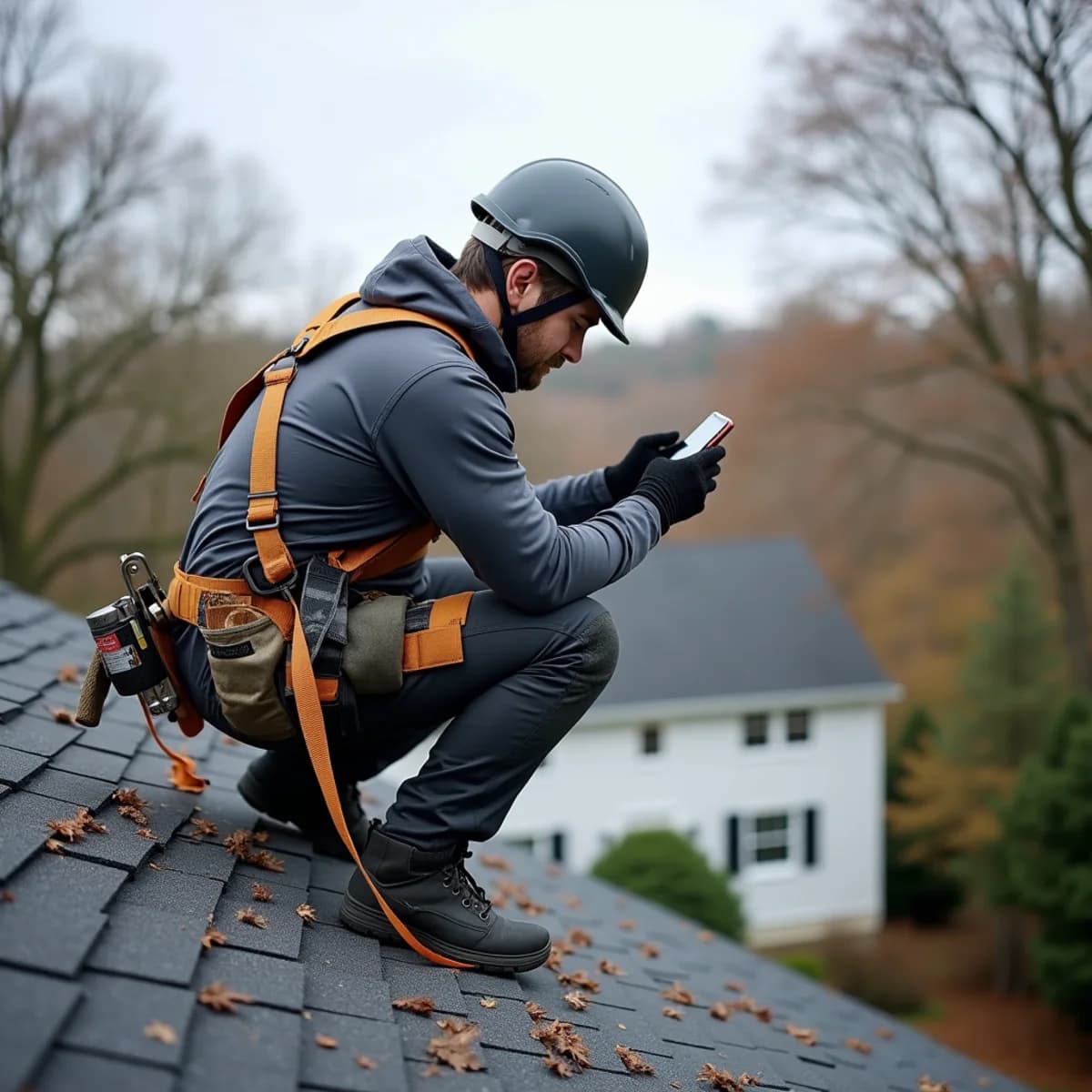 After any major storm: Roof Inspection warning sign on a New Jersey home