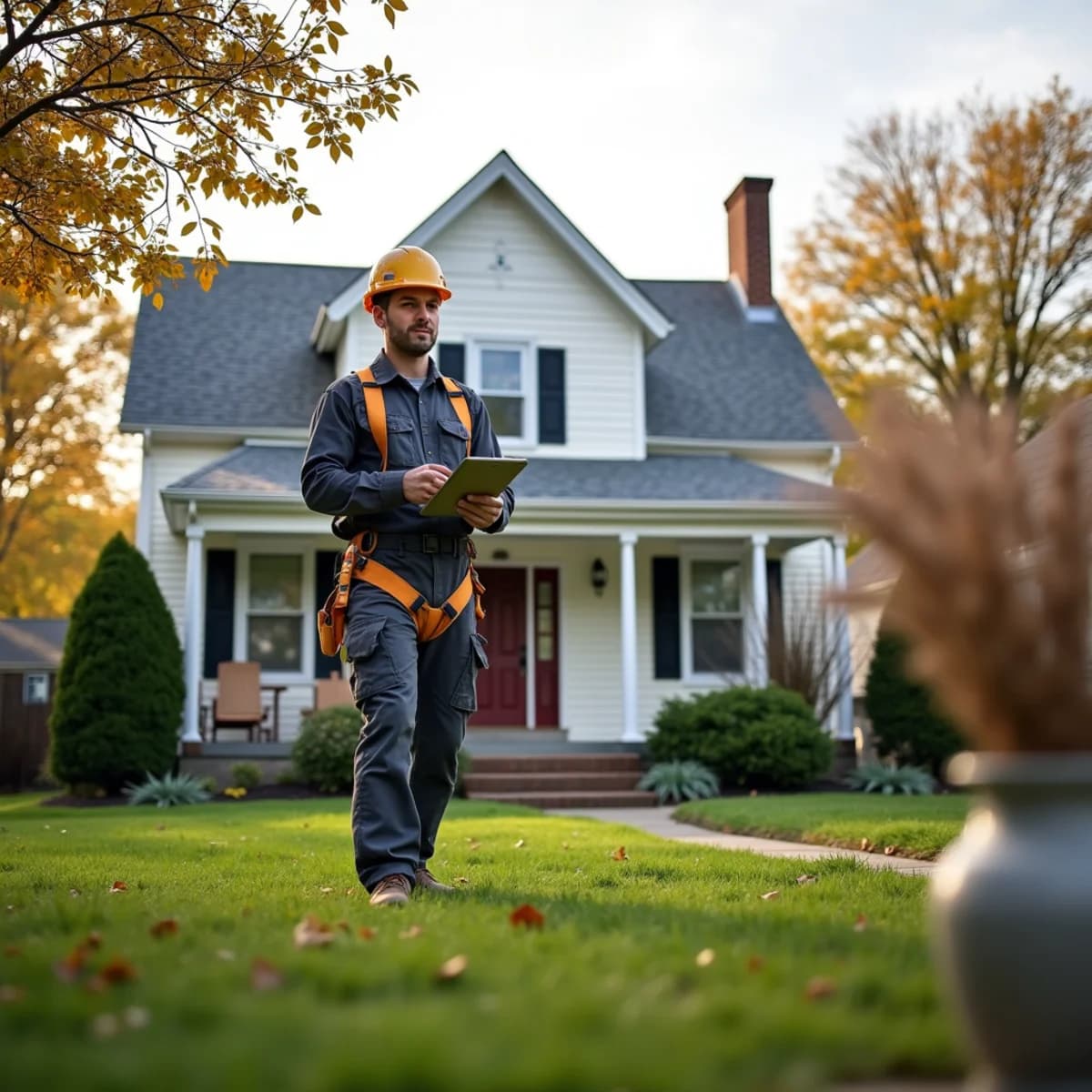 Before selling: Roof Inspection warning sign on a New Jersey home