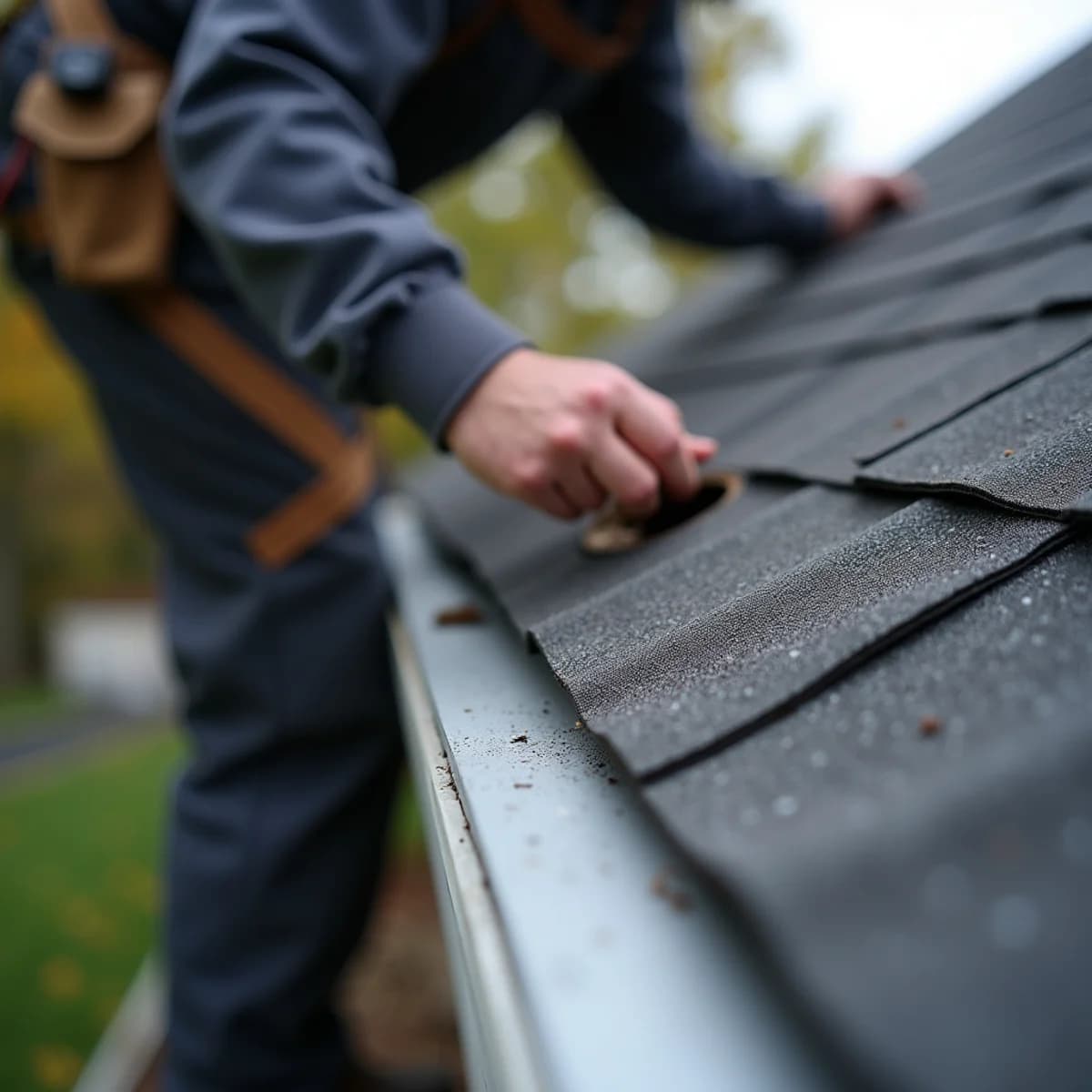 Small animal and nail-pop openings: Roof Maintenance warning sign on a New Jersey home